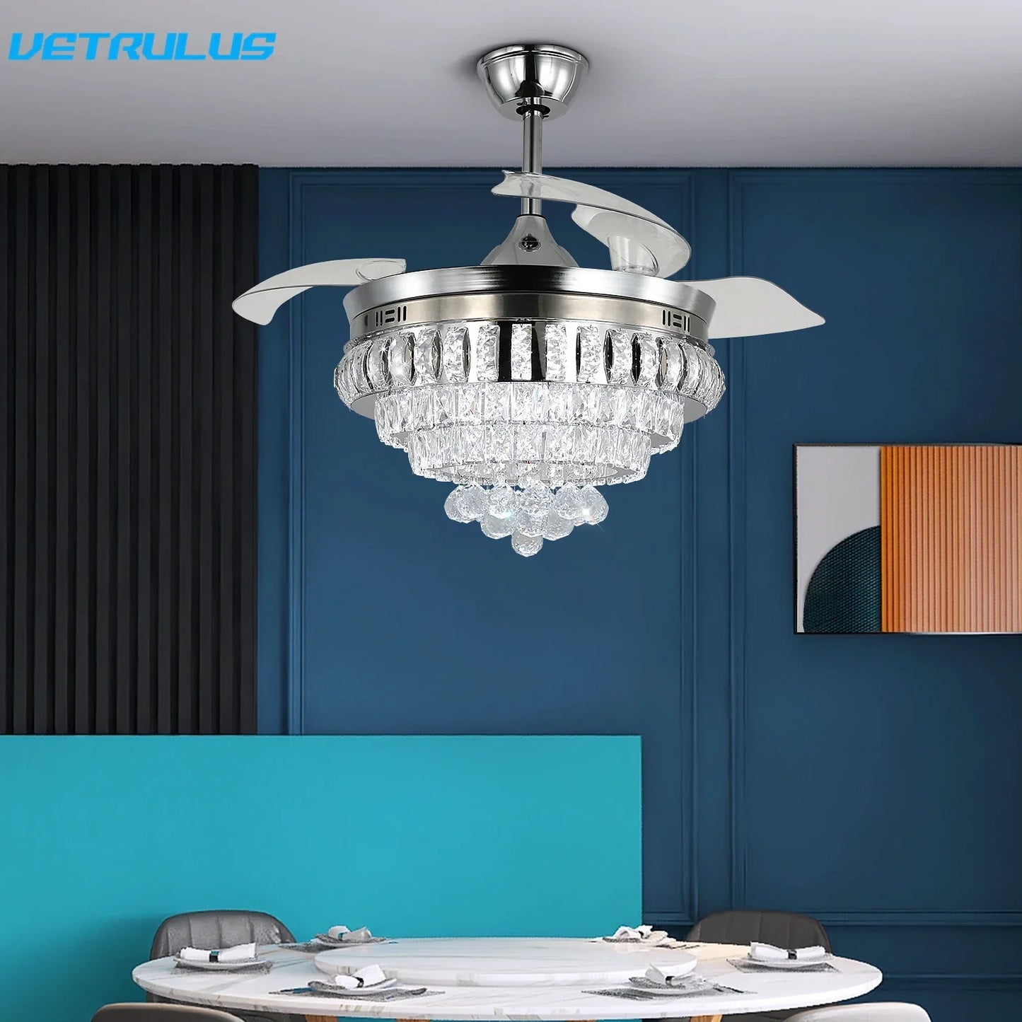 DecorBites™ Crystal Ceiling Fan with LED Light and Remote Control