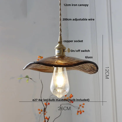 DecorBites™ Amber Glass LED Pendant Lamp with Adjustable Wire for Dining Room and Kitchen
