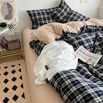 DecorBites™ Japanese Style Cotton Printed 4Pcs Bedding Set with Double-Sided Design