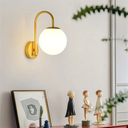 ديكوربايتس™ مصباح حائط LED على شكل كرة زجاجية لغرفة النوم وغرفة المعيشة، تركيبات إضاءة حائط على الطراز الشمالي