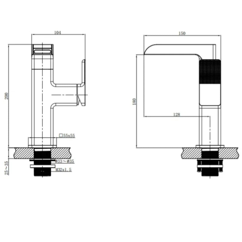 Grifo de lavabo DecorBites™ con cascada LED y pantalla de temperatura - Rotación de 360°