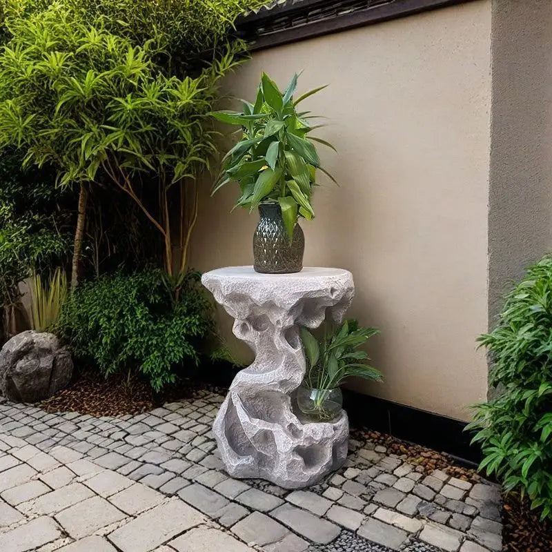 DecorBites™ Chinese Resin Floor Flower Stand, Modern Minimalist Living Room Decor