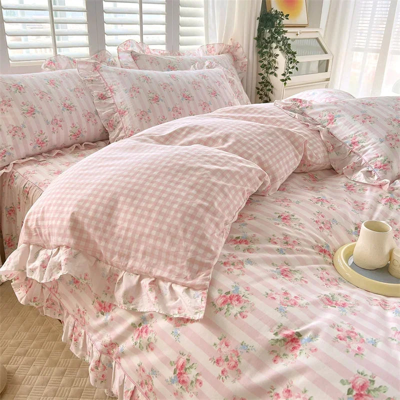 Decobites Floral Princess 100% Cotton Duvet Set for Queen Size Bed