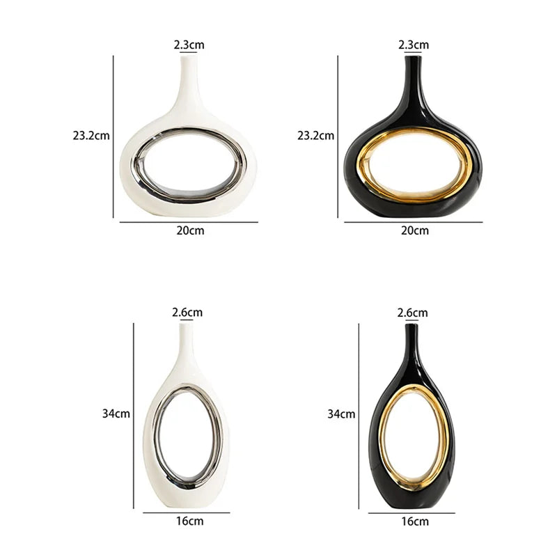 DecorBites™ Golden Flower Vase for Home Decoration and Flower Arrangement