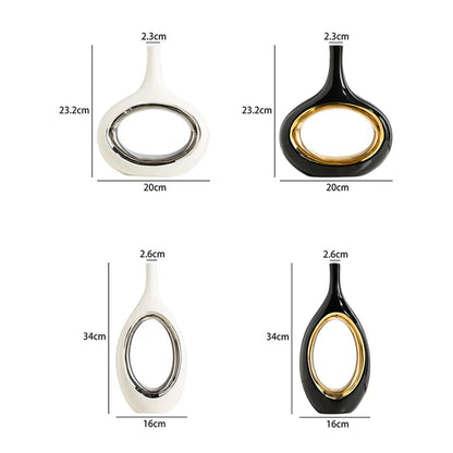 DecorBites™ Golden Flower Vase for Home Decoration and Flower Arrangement