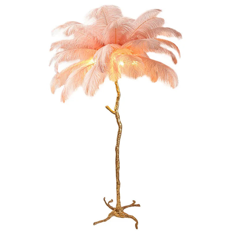 DecorBites™ Elegant Feather Floor Lamp with Adjustable Bulbs for Stylish Home Decor