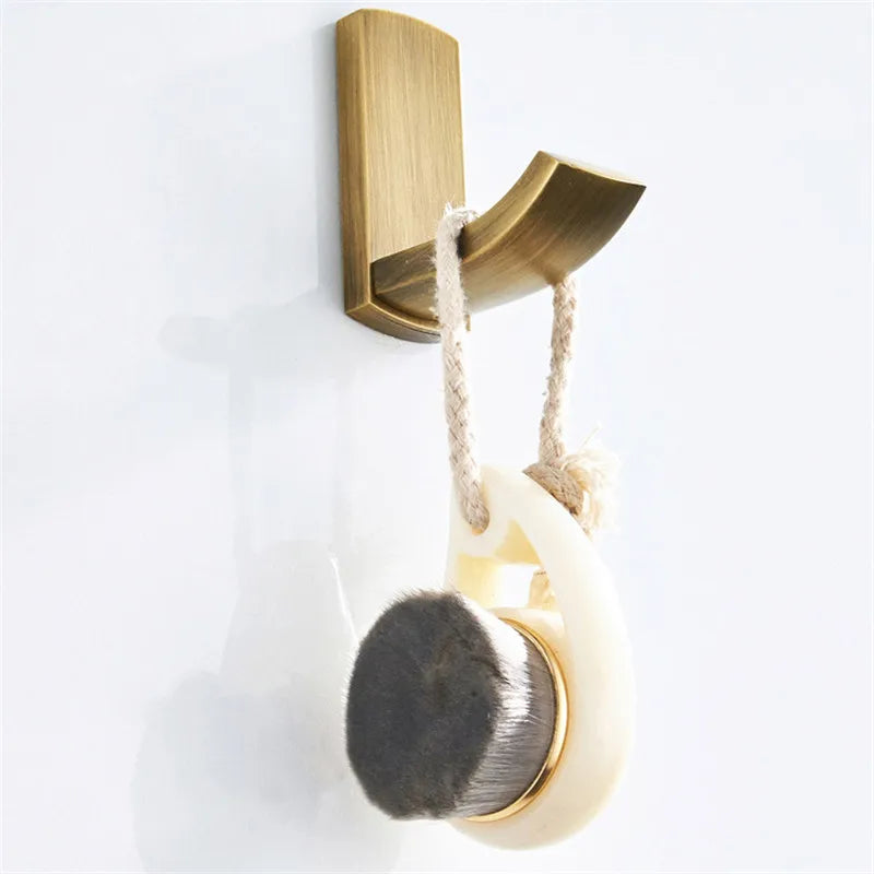 DecorBites™ Antique Bronze Bathroom Accessory Set: Shelf, Towel Rack, Holder, Brush, Hanger, Hook