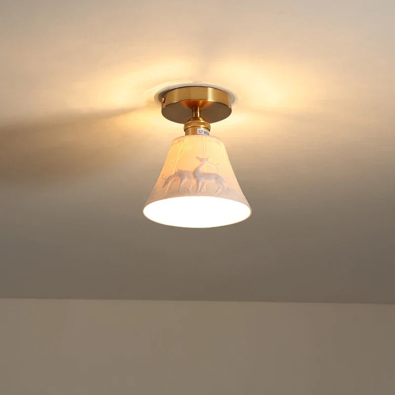 DecorBites™ Ceramic LED Ceiling Light Modern White Porch Balcony Luminaria