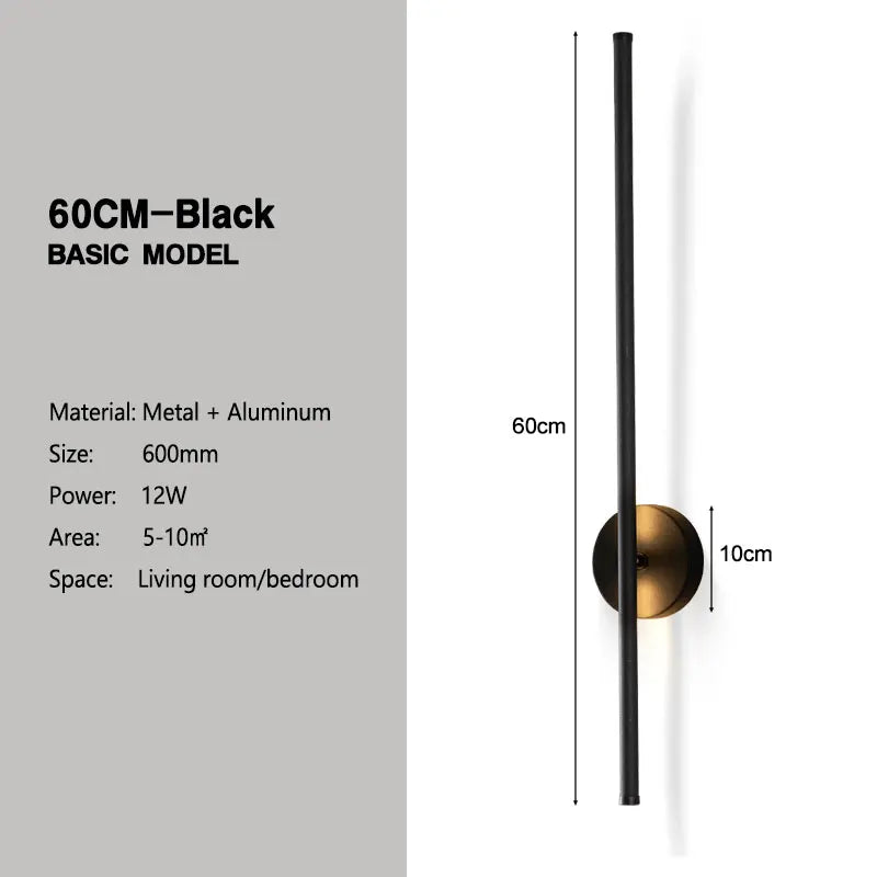 Apliques de pared LED DecorBites™ con rotación de 360° para fondo de sofá, color negro.