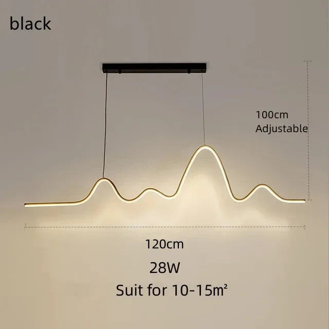 ثريا DecorBites™ LED من الألومنيوم بتصميم خطوط متموجة عصرية لجزيرة المطبخ