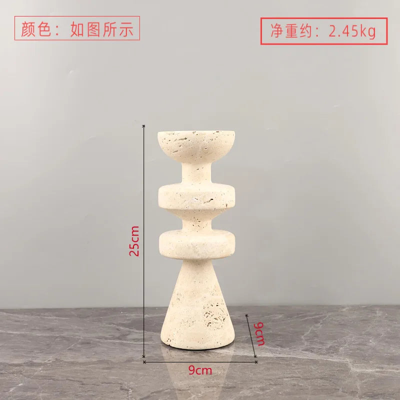 حامل شموع من الرخام الأسود من DecorBites™، حامل شموع من الحجر الأصفر العصري