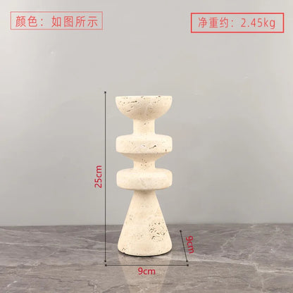 حامل شموع من الرخام الأسود من DecorBites™، حامل شموع من الحجر الأصفر العصري