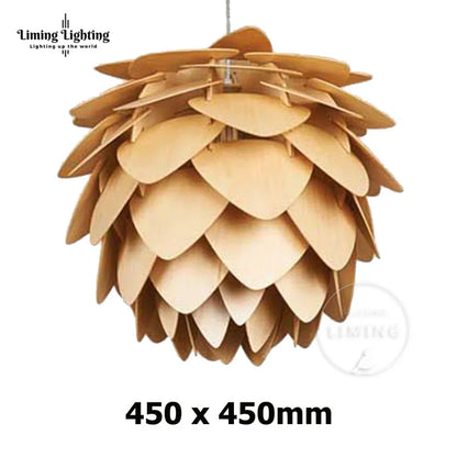 Nordic Oak Pinecone Wood Pendant Light
