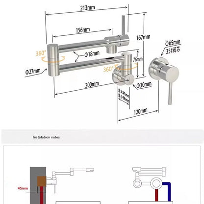 DecorBites™ Black Brushed Gold Kitchen Faucet Wall Mounted Foldable Pot Filler Tap