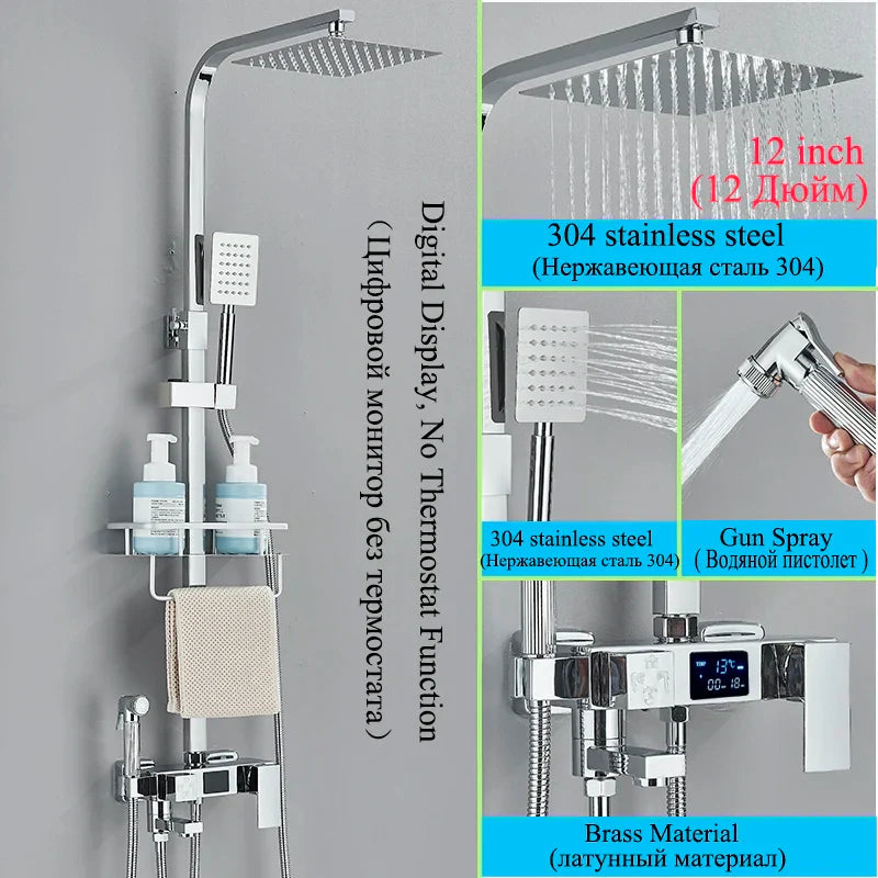 DecorBites™ Digital Thermostatic Shower Faucet Set with Bidet Sprayer