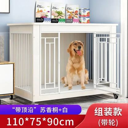 DecorBites™ Large Wood Dog Cage House | Indoor Solid Wooden for Big Dogs