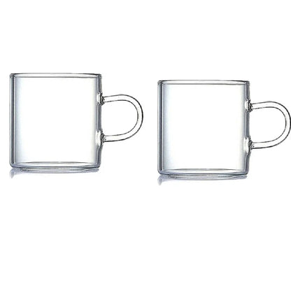 DecorBites™ 2PC 120ml Glass Handle Coffee Cup Tea Mug Set for Milk Beer Juice