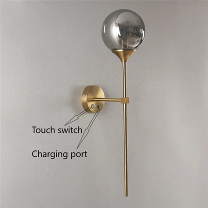 DecorBites™ Golden Glass Ball LED Wall Light with Touch Switch