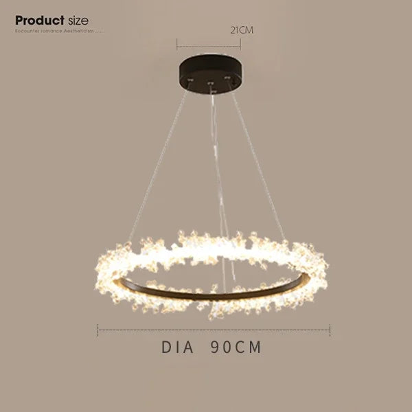 Chandelier de Anillo de Cristal Dorado Decorbites™ para la Decoración de Sala de Estar y Restaurante