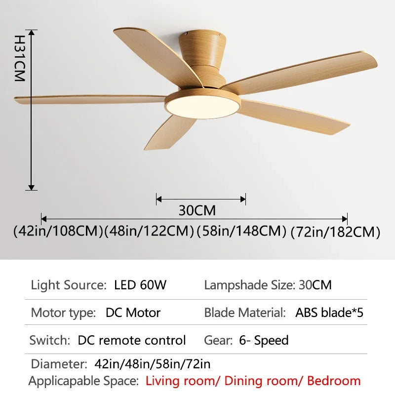 DecorBites™ 72" DC Ceiling Fan Light Remote Control Strong Winds Living Room Mute Chandelier