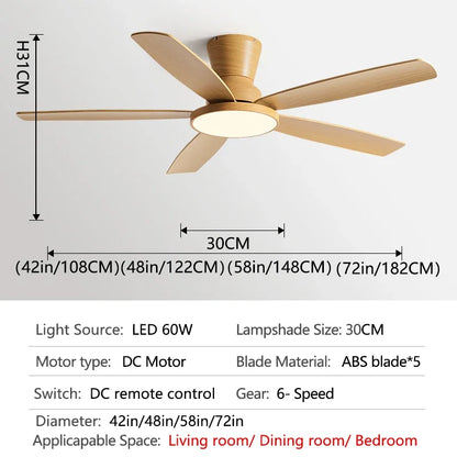 DecorBites™ 72" DC Ceiling Fan Light Remote Control Strong Winds Living Room Mute Chandelier