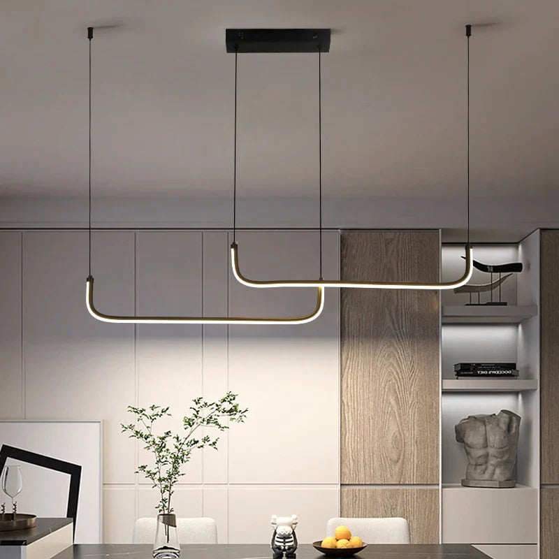 Modern Gold Linear LED Pendant Light