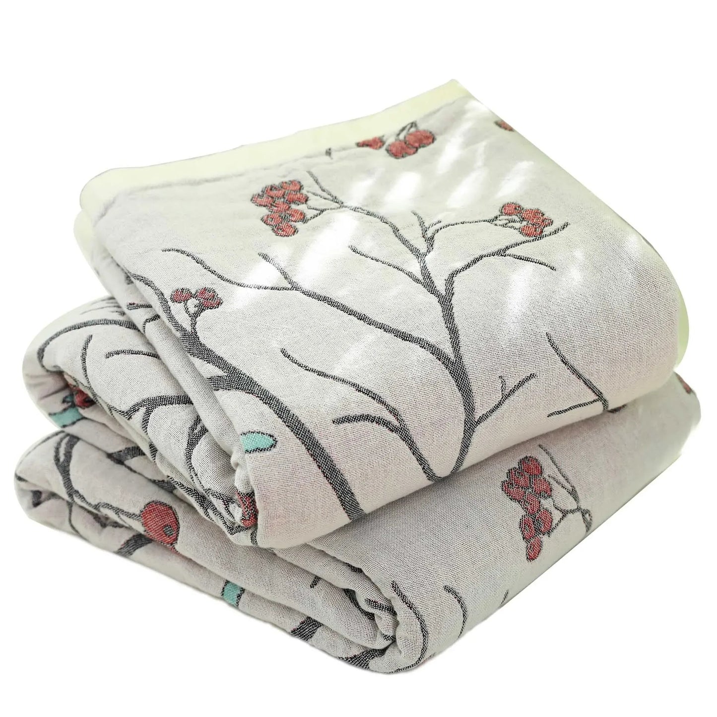 DecorBites™ 100% Cotton Gauze Summer Blanket - Soft Floral Throws for Sofa and Bed