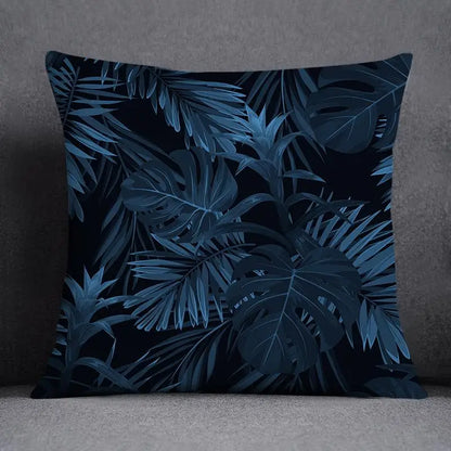 غطاء وسادة أزرق بتصميم هندسي زهري من ديكوربايتس™ - غطاء وسادة لديكور المنزل العصري