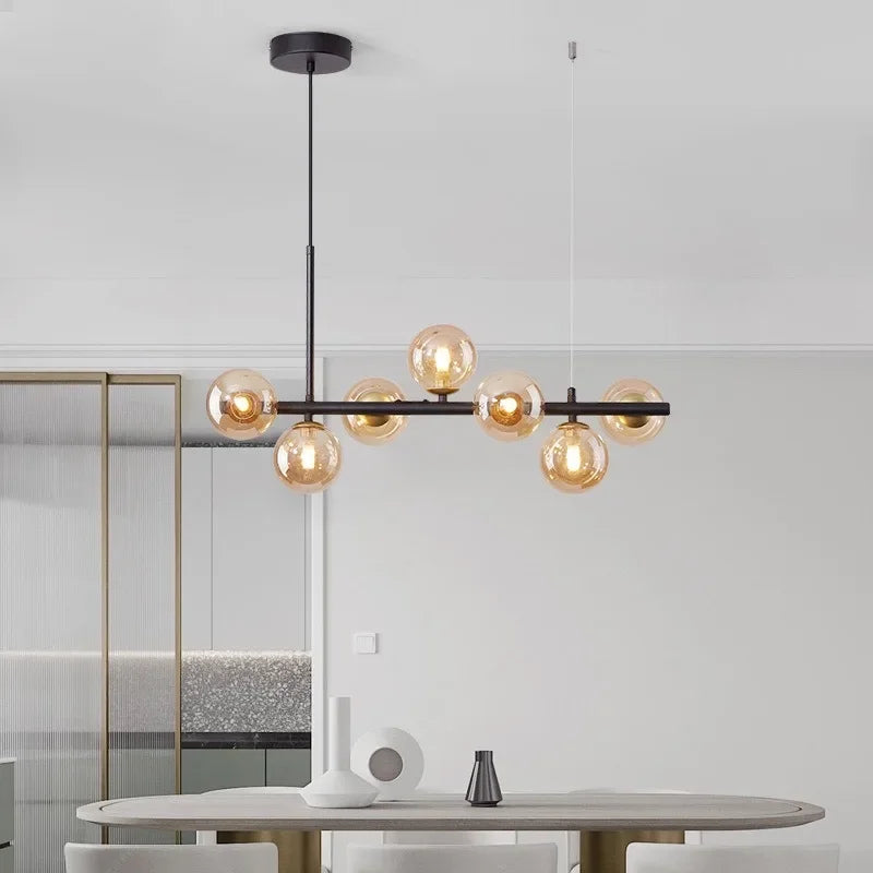 DecorBites™ 9-Light Black LED Pendant Chandelier for Modern Living Spaces