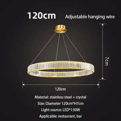 DecorBites™ Gold Crystal Chandelier: Modern Luxury Round Square Pendant Light for Living Room