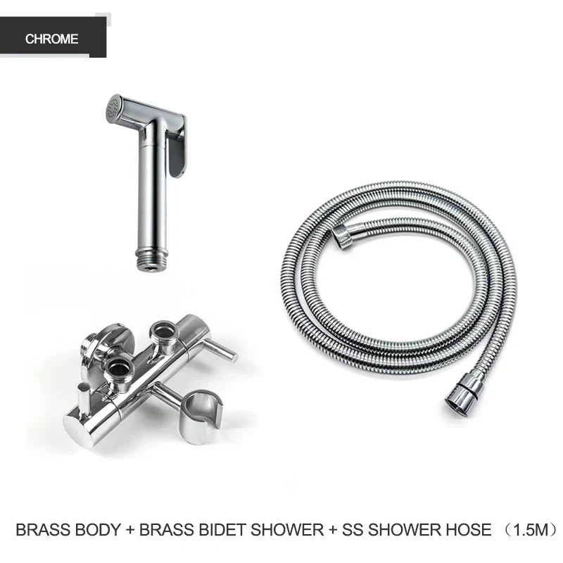 DecorBites™ Brass Bidet Shower Head with Double Outlet Angle Valve