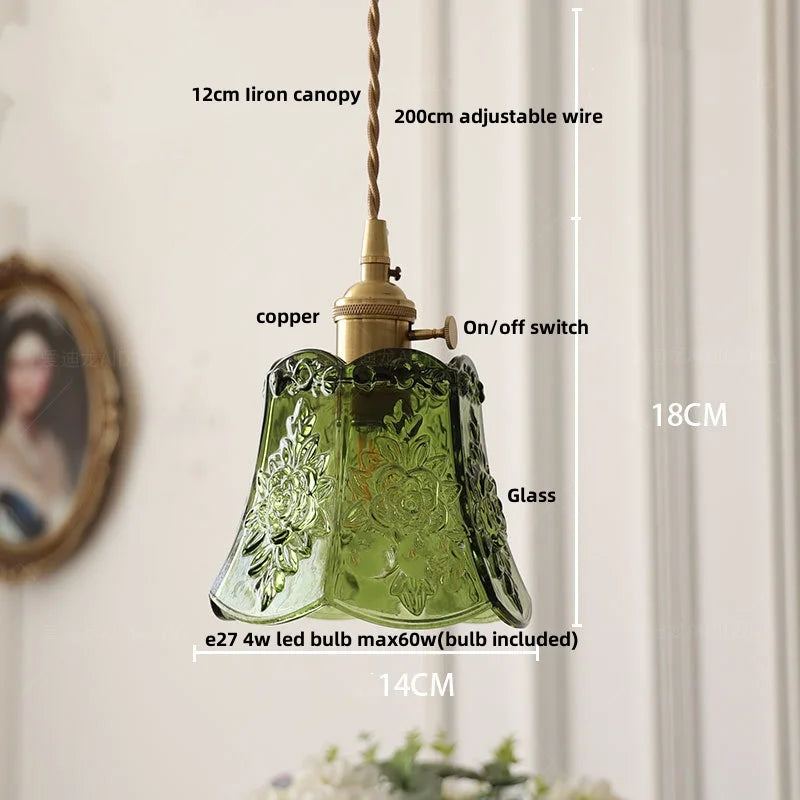 DecorBites™ Green Glass LED Hanging Pendant Lights