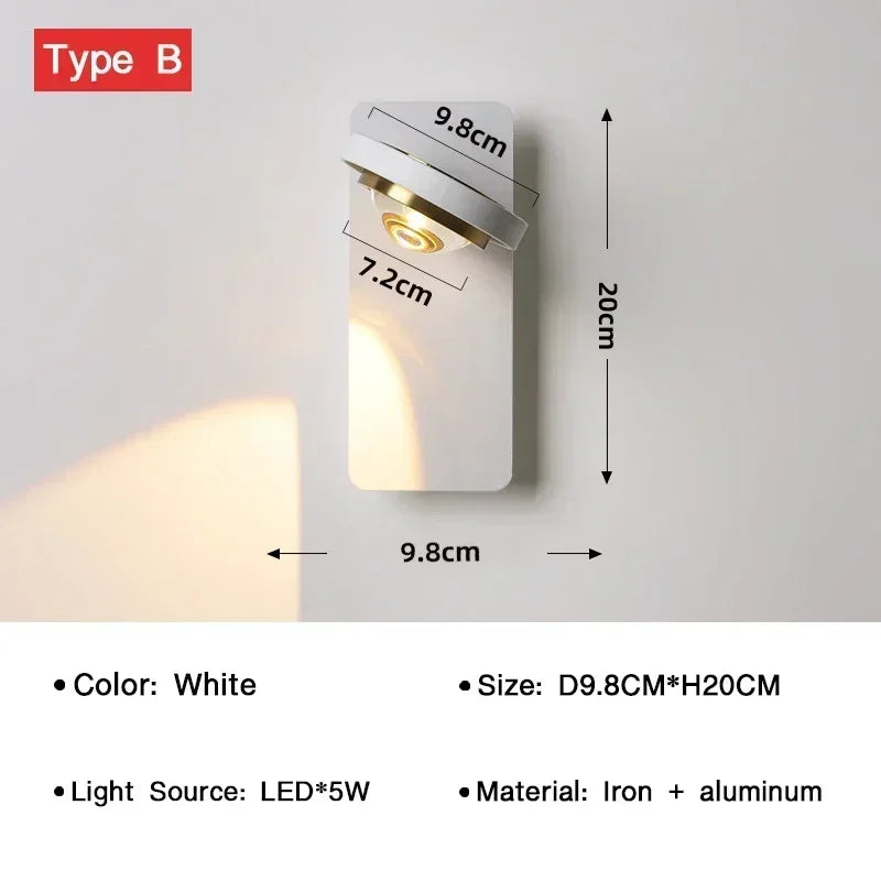 DecorBites™ LED Rotatable Wall Lamp for Bedroom Living Room - Modern Indoor Wall Sconces