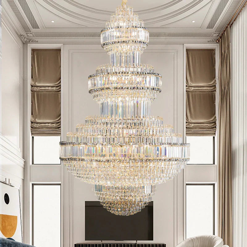 DecorBites™ Crystal Villa Chandelier: Luxe European Duplex Hall Lighting - Elegant Living Room Decor