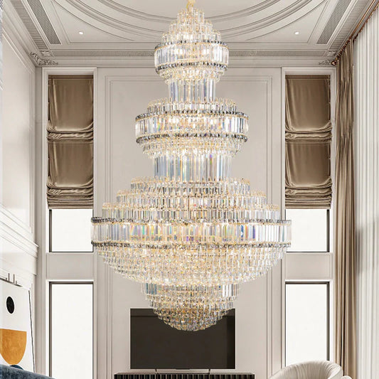 DecorBites™ Crystal Villa Chandelier: Luxe European Duplex Hall Lighting - Elegant Living Room Decor
