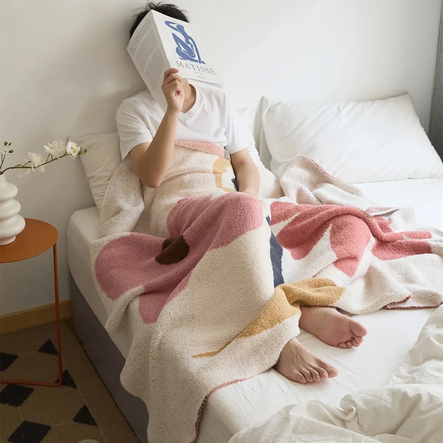 DecorBites™ Bohemian Flower Knitted Throw Blanket