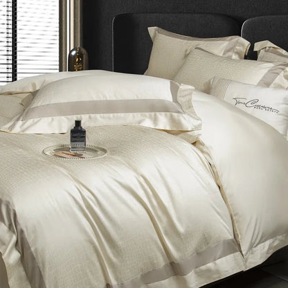 Decobites Soft Silky Jacquard Bedding Set - Duvet, Sheet, Pillowcase