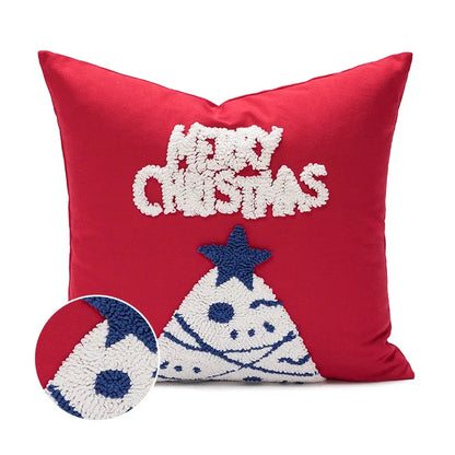DecorBites™ Cartoon Christmas Pillow Covers: Festive Decor for Sofa - Embroidered Design