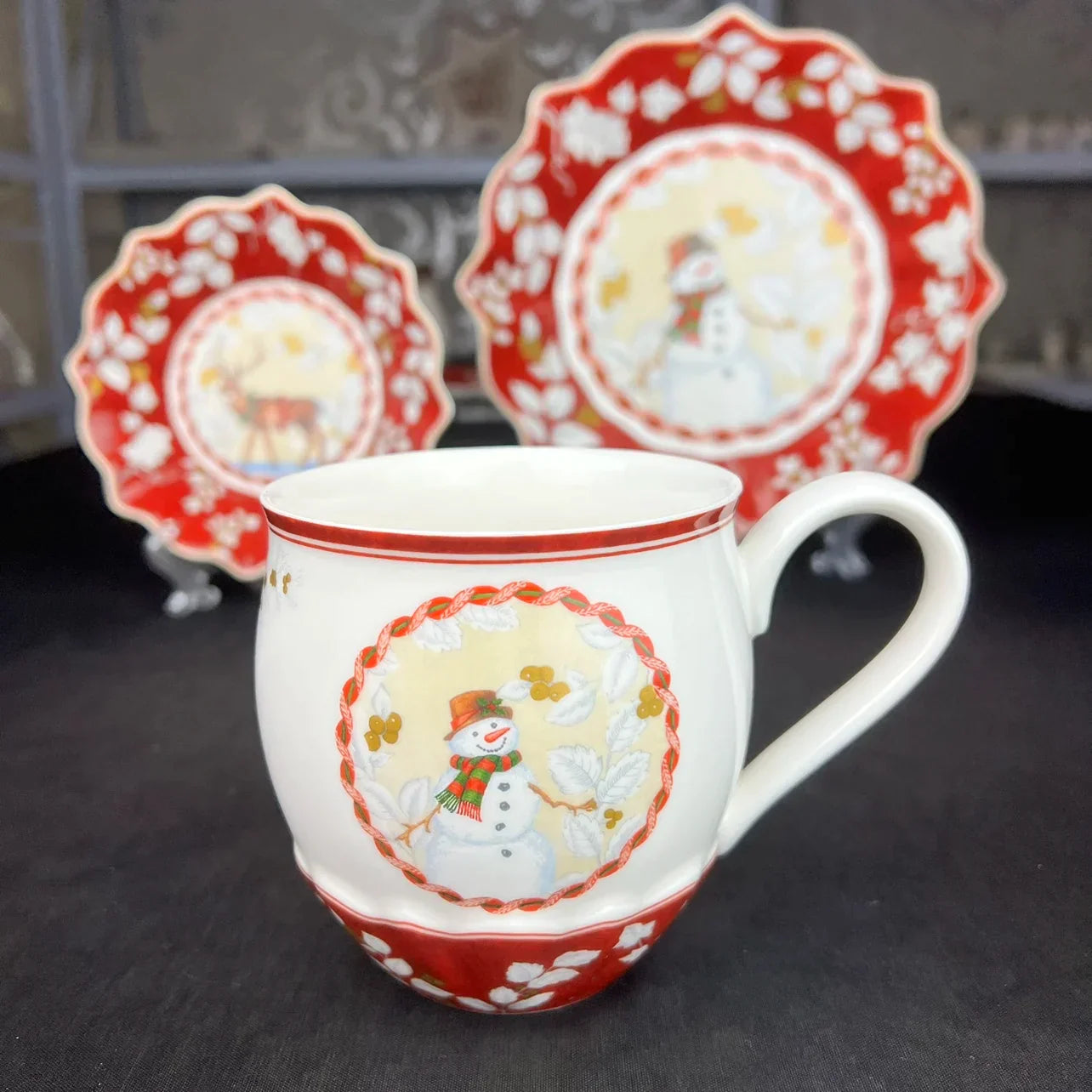 DecorBites™ Christmas Dinnerware Set: Plates, Tray, Mugs, Bowls, and Dishes