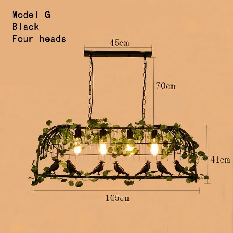 DecorBites™ Green Leaf Bird Cage Chandelier for Dining Table and Garden Decor