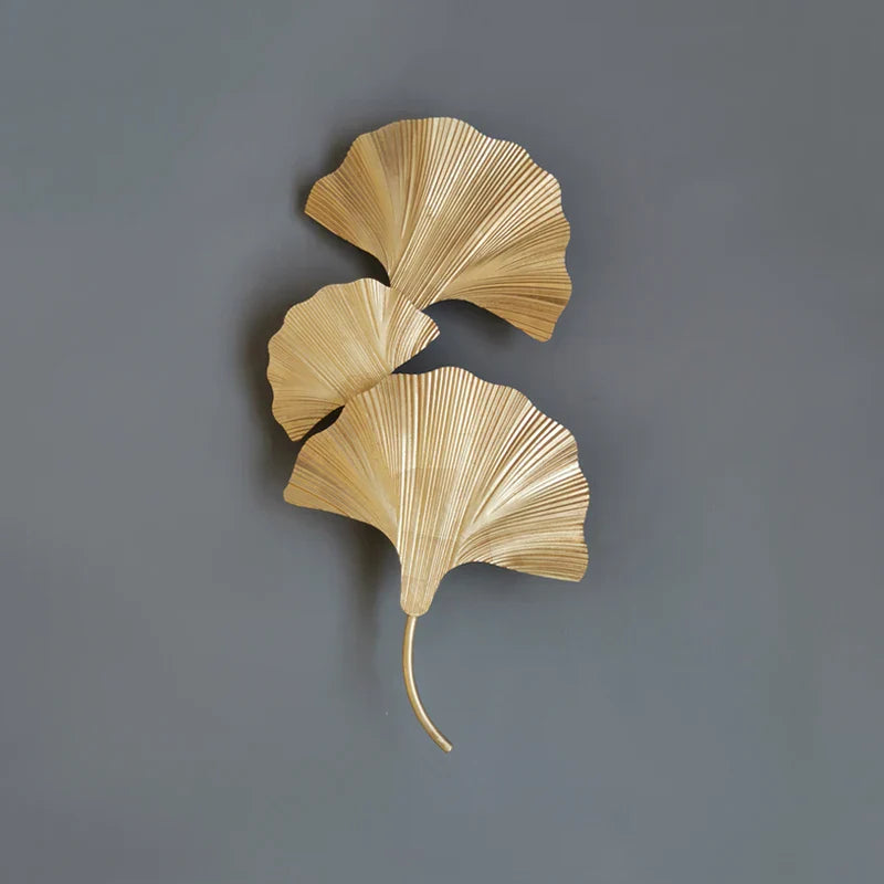 مصباح حائط ذهبي من DecorBites™ على شكل أوراق الجنكة لغرفة نوم الفندق والممر