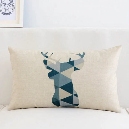 غطاء وسادة قطني من الكتان بتصميم هندسي على شكل غزال من DecorBites™، مقاس 30×50 سم، ديكور منزلي عصري من الشمال الأوروبي