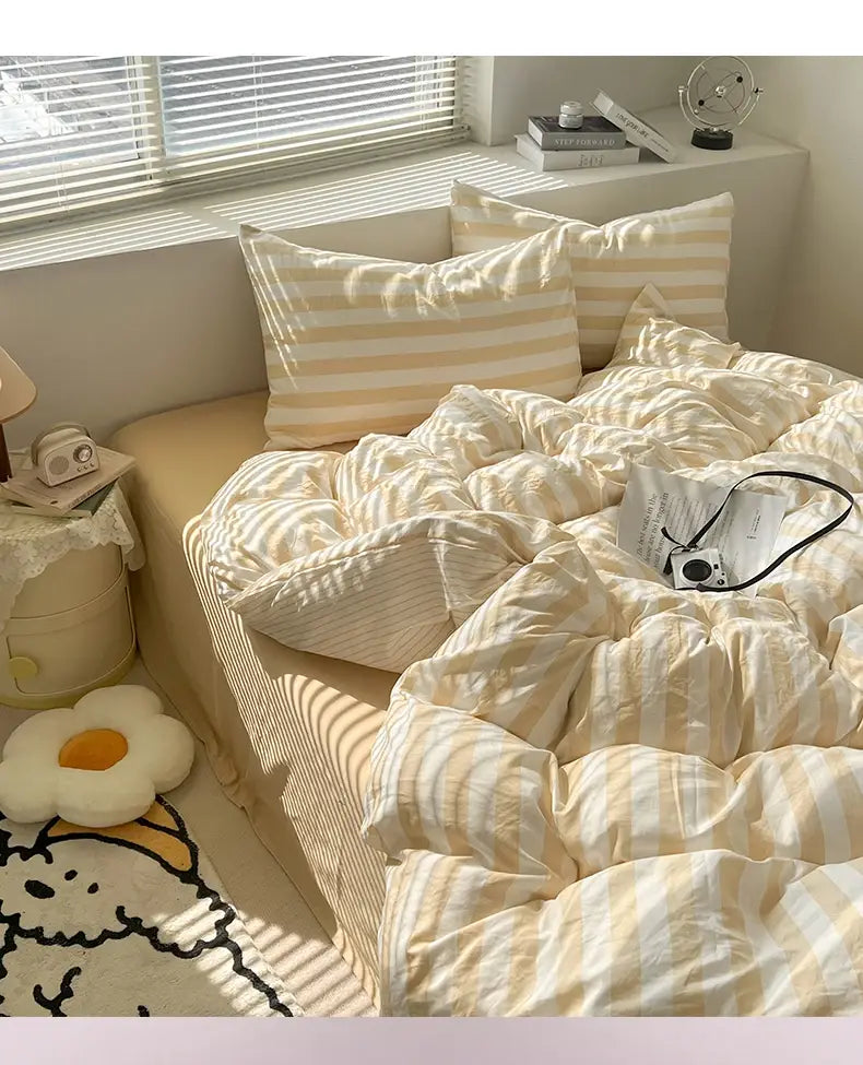 DecorBites™ Striped Quilt Set with Pillowcases and Sheet
