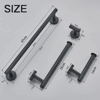 DecorBites™ Brushed Gold Bathroom Accessories Set: Towel Rail, Paper Holder, Hook, Stainless Steel