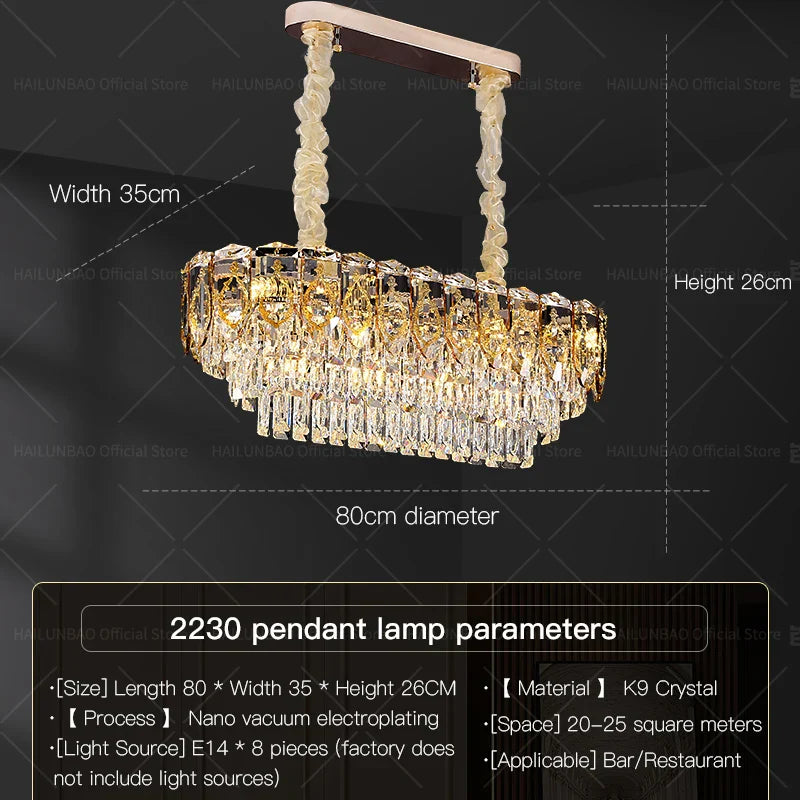 DecorBites™ Crystal Chandelier: Modern Luxury Round Italian Restaurant Light