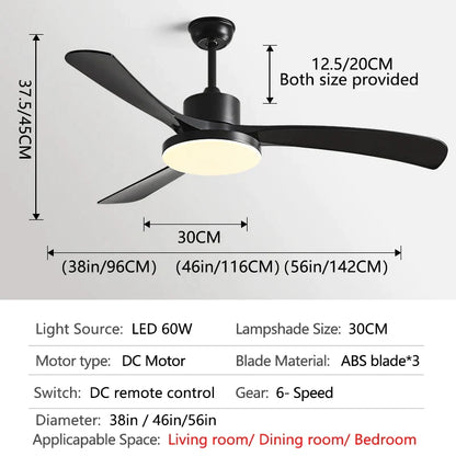 DecorBites™ 56 Inch 3-Leaf Fan Light with Remote Control for Modern Restaurant Settings