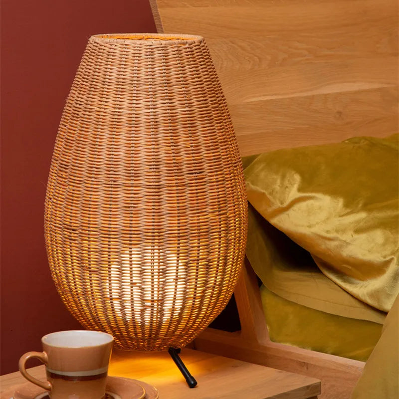 DecorBites™ Lucide Colin Rattan Floor Lamp: Natural Handmade Light for Garden, Bedroom, Living Room