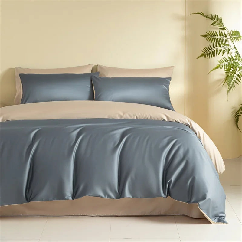 Decobites Egyptian Cotton Bedding Set: Sheet, Pillowcase, Blanket Cover in Queen King Size