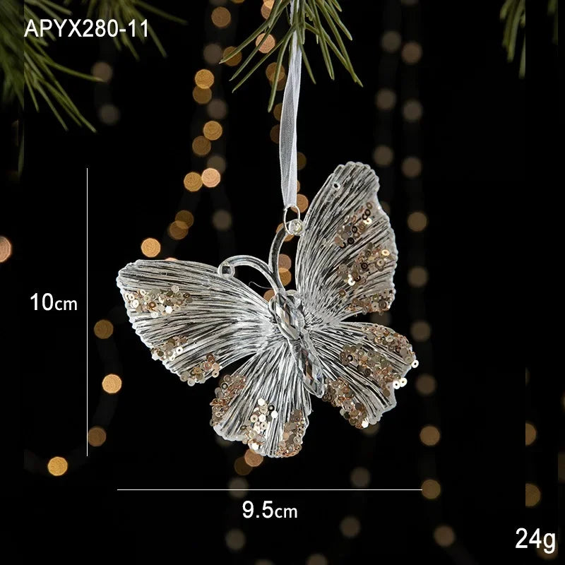 Christmas Acrylic Hanging Pendant Sequins Snowflake Christmas Tree Xmas Elk Bell Drop Ornaments Merry Christmas Decor 2024