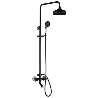 DecorBites™ 8 Inch Matte Black Shower Faucet Set with Hand Spray and Rainfall Head